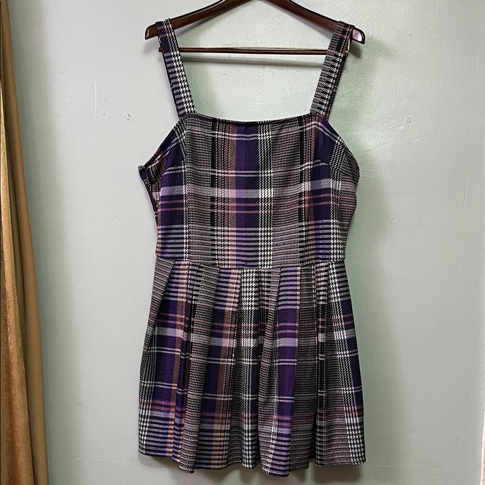 Y2K Rue21 Purple Plaid Mini Dress with Tie Back